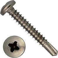 Саморез с полукруглой головкой и буром DIN 7504 M (N), нержавеющая сталь А4 Саморез с полукруглой головкой и буром DIN 7504 M (N), нержавеющая сталь А4